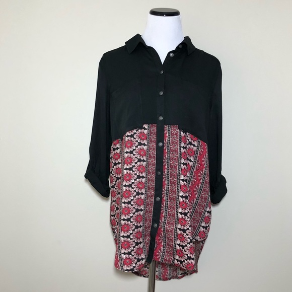 Free People Tops - Free People Floral Hi-Lo Button Down Blouse